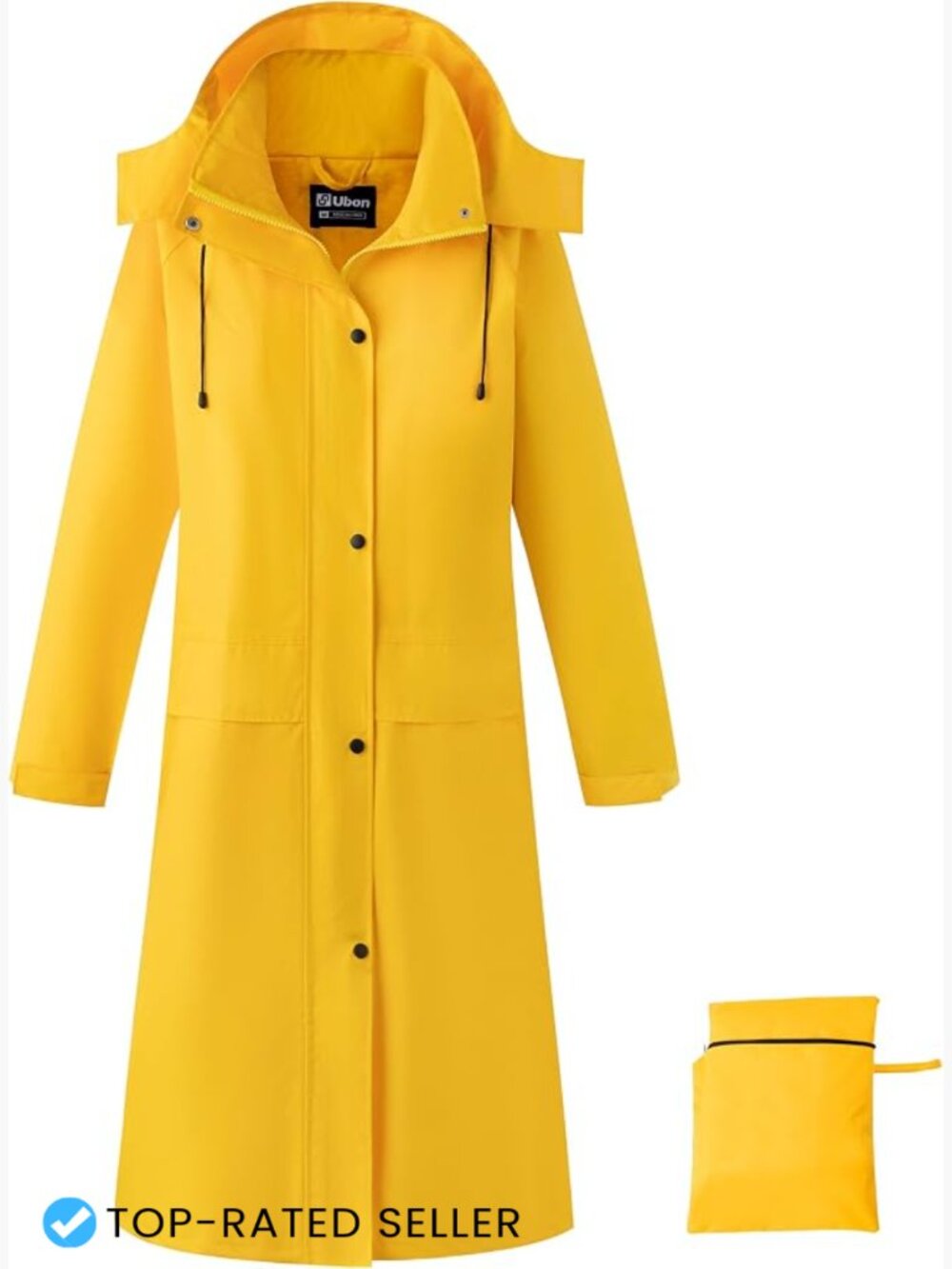 Long Waterproof Hooded Raincoat Relaxed Fit Lightweight Packable Minimal